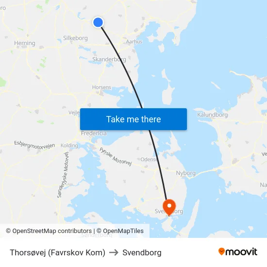 Thorsøvej (Favrskov Kom) to Svendborg map