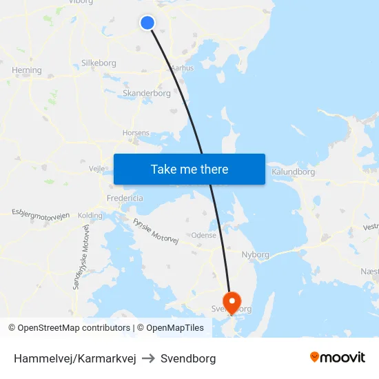 Hammelvej/Karmarkvej to Svendborg map