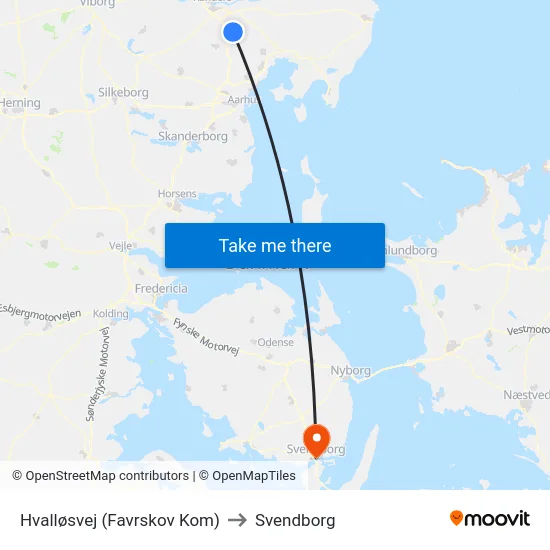 Hvalløsvej (Favrskov Kom) to Svendborg map