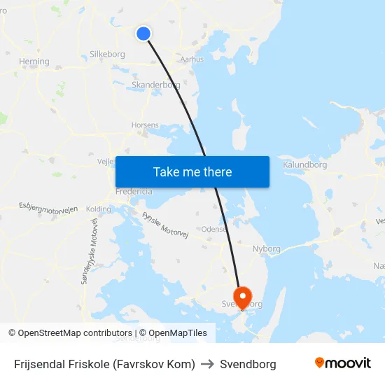 Frijsendal Friskole (Favrskov Kom) to Svendborg map