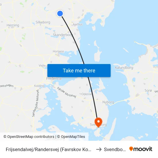 Frijsendalvej/Randersvej (Favrskov Kom) to Svendborg map