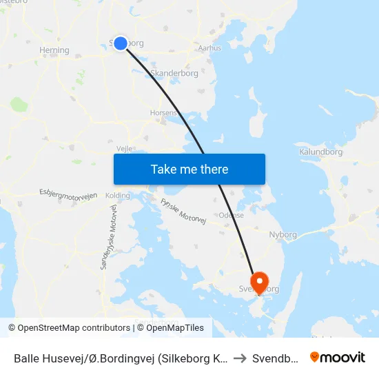 Balle Husevej/Ø.Bordingvej (Silkeborg Kom) to Svendborg map