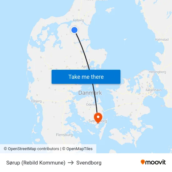 Sørup (Rebild Kommune) to Svendborg map