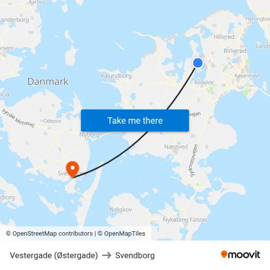 Vestergade (Østergade) to Svendborg map