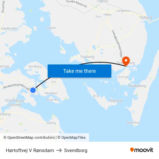 Hørtoftvej V Rønsdam to Svendborg map