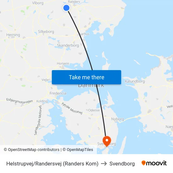 Helstrupvej/Randersvej (Randers Kom) to Svendborg map