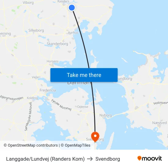 Langgade/Lundvej (Randers Kom) to Svendborg map