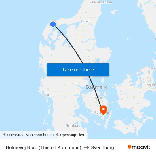 Holmevej Nord (Thisted Kommune) to Svendborg map