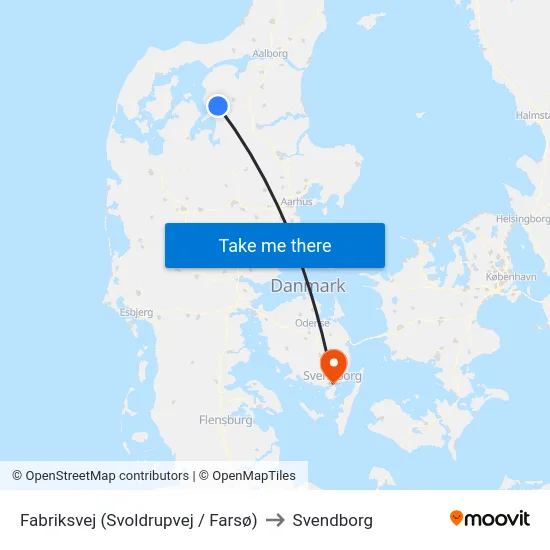 Fabriksvej (Svoldrupvej / Farsø) to Svendborg map