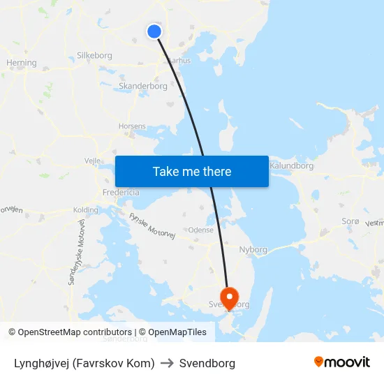 Lynghøjvej (Favrskov Kom) to Svendborg map
