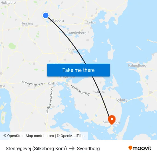 Stenrøgevej (Silkeborg Kom) to Svendborg map