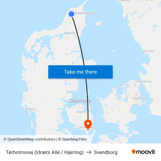 Tørholmsvej (Idræts Allé / Hjørring) to Svendborg map