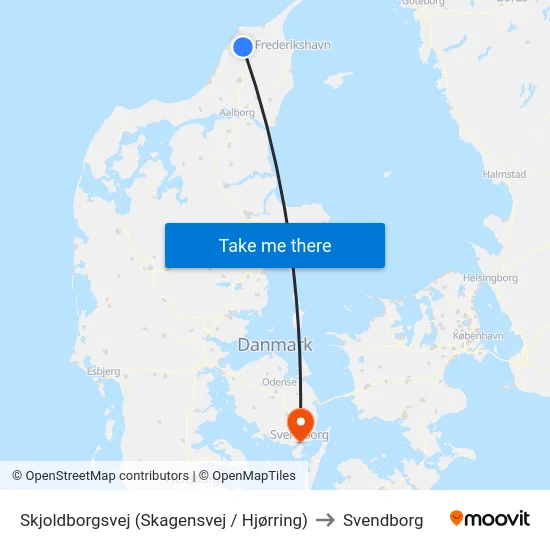 Skjoldborgsvej (Skagensvej / Hjørring) to Svendborg map