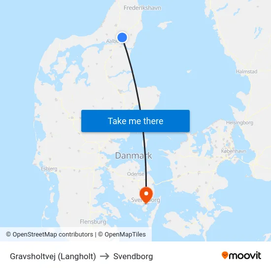 Gravsholtvej (Langholt) to Svendborg map