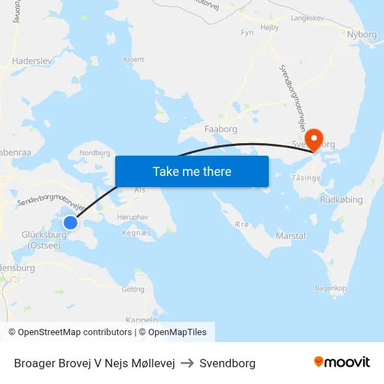 Broager Brovej V Nejs Møllevej to Svendborg map