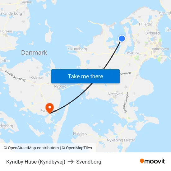 Kyndby Huse (Kyndbyvej) to Svendborg map