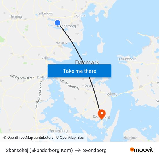 Skansehøj (Skanderborg Kom) to Svendborg map