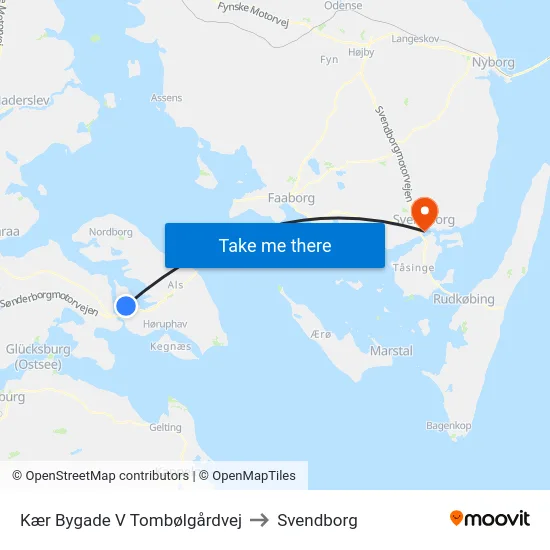 Kær Bygade V Tombølgårdvej to Svendborg map