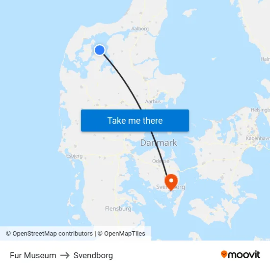 Fur Museum to Svendborg map