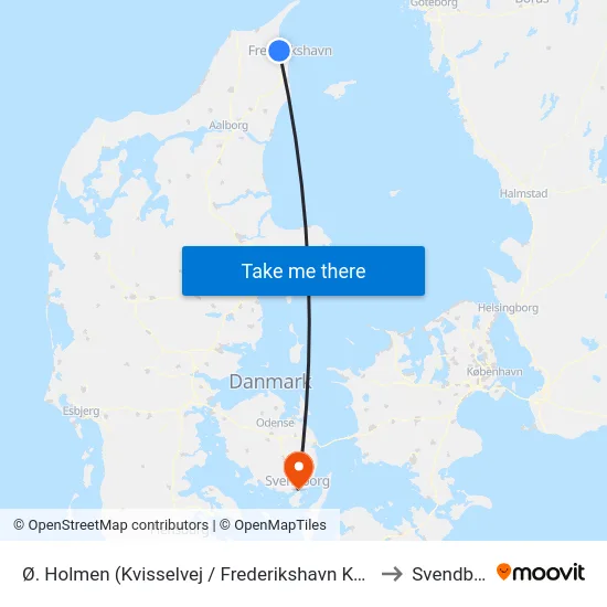 Ø. Holmen (Kvisselvej / Frederikshavn Kommune) to Svendborg map