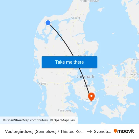 Vestergårdsvej (Sennelsvej / Thisted Kommune) to Svendborg map