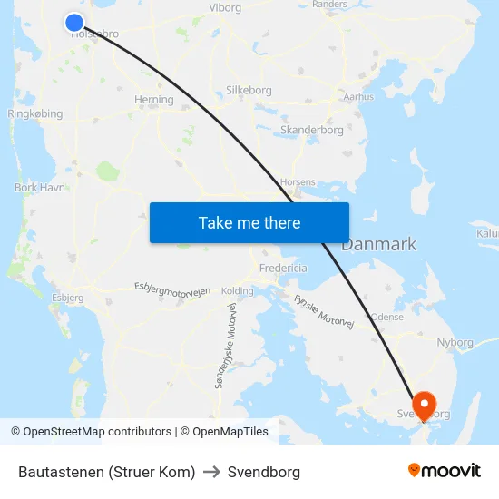Bautastenen (Struer Kom) to Svendborg map