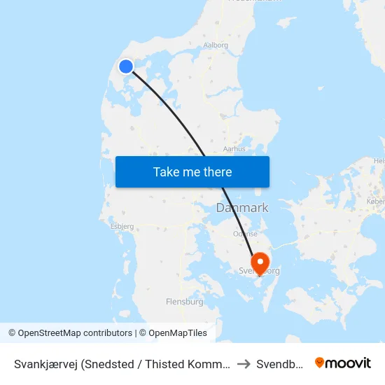 Svankjærvej (Snedsted / Thisted Kommune) to Svendborg map