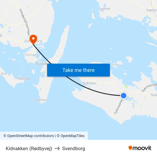 Kidnakken (Rødbyvej) to Svendborg map