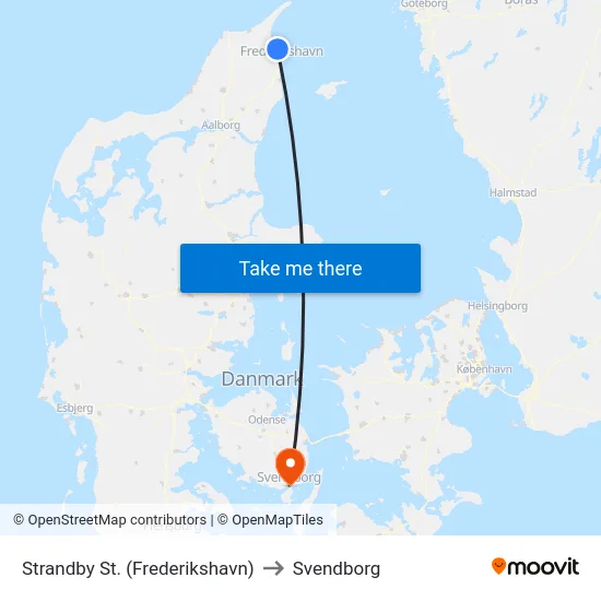 Strandby St. (Frederikshavn) to Svendborg map