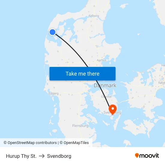 Hurup Thy St. to Svendborg map