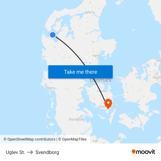 Uglev St. to Svendborg map