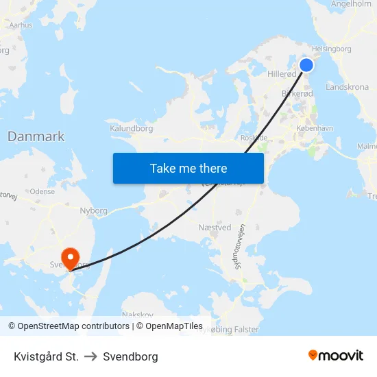 Kvistgård St. to Svendborg map