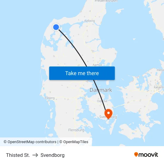 Thisted St. to Svendborg map