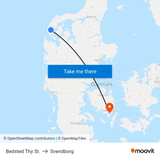 Bedsted Thy St. to Svendborg map