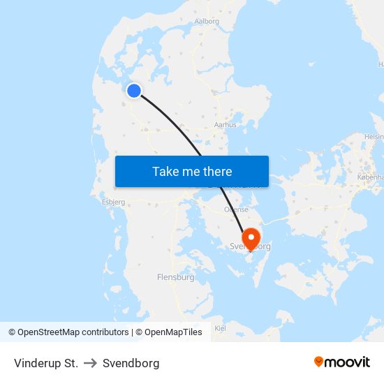 Vinderup St. to Svendborg map