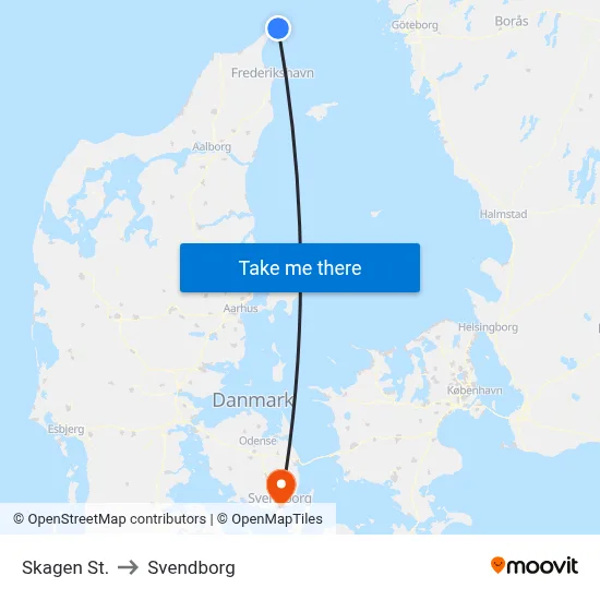Skagen St. to Svendborg map