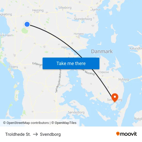 Troldhede St. to Svendborg map