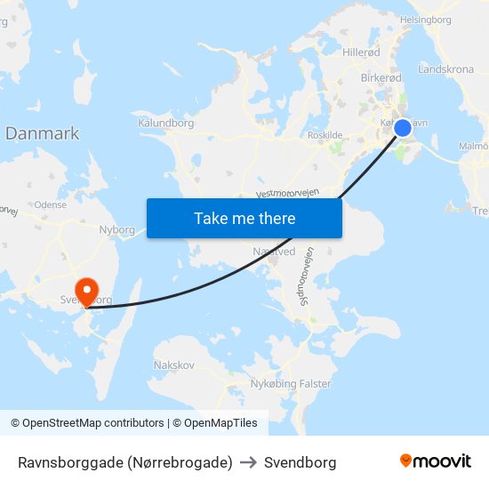 Ravnsborggade (Nørrebrogade) to Svendborg map