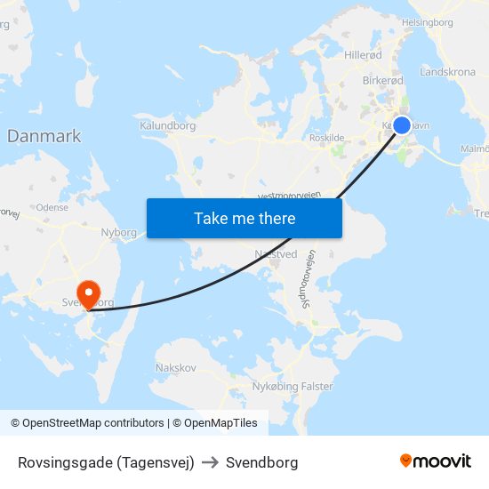 Rovsingsgade (Tagensvej) to Svendborg map