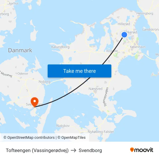 Tofteengen (Vassingerødvej) to Svendborg map