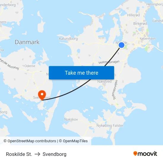 Roskilde St. to Svendborg map