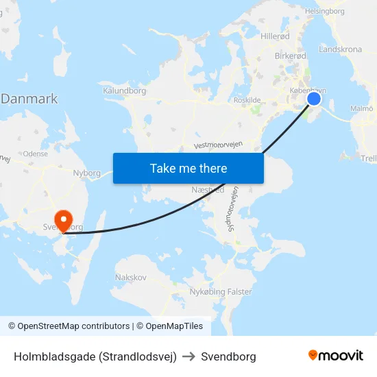 Holmbladsgade (Strandlodsvej) to Svendborg map