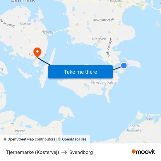 Tjørnemarke (Kostervej) to Svendborg map