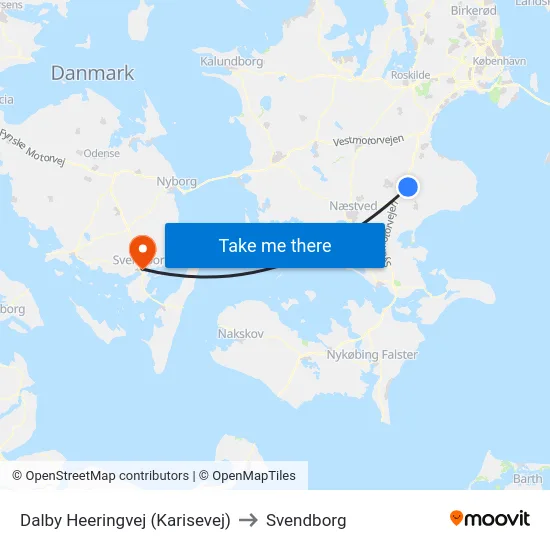 Dalby Heeringvej (Karisevej) to Svendborg map