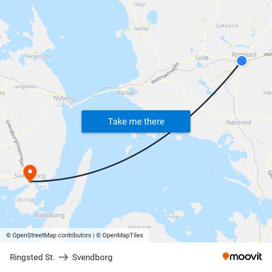 Ringsted St. to Svendborg map