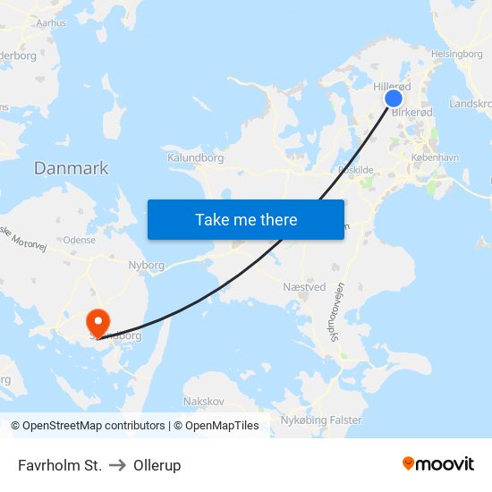 Favrholm St. to Ollerup map