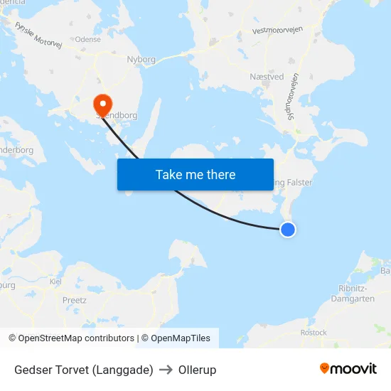 Gedser Torvet (Langgade) to Ollerup map