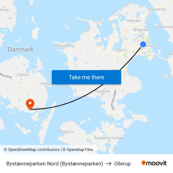 Bystævneparken Nord (Bystævneparken) to Ollerup map