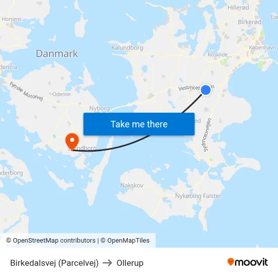 Birkedalsvej (Parcelvej) to Ollerup map