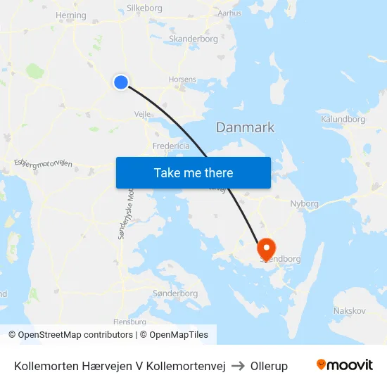 Kollemorten Hærvejen V Kollemortenvej to Ollerup map